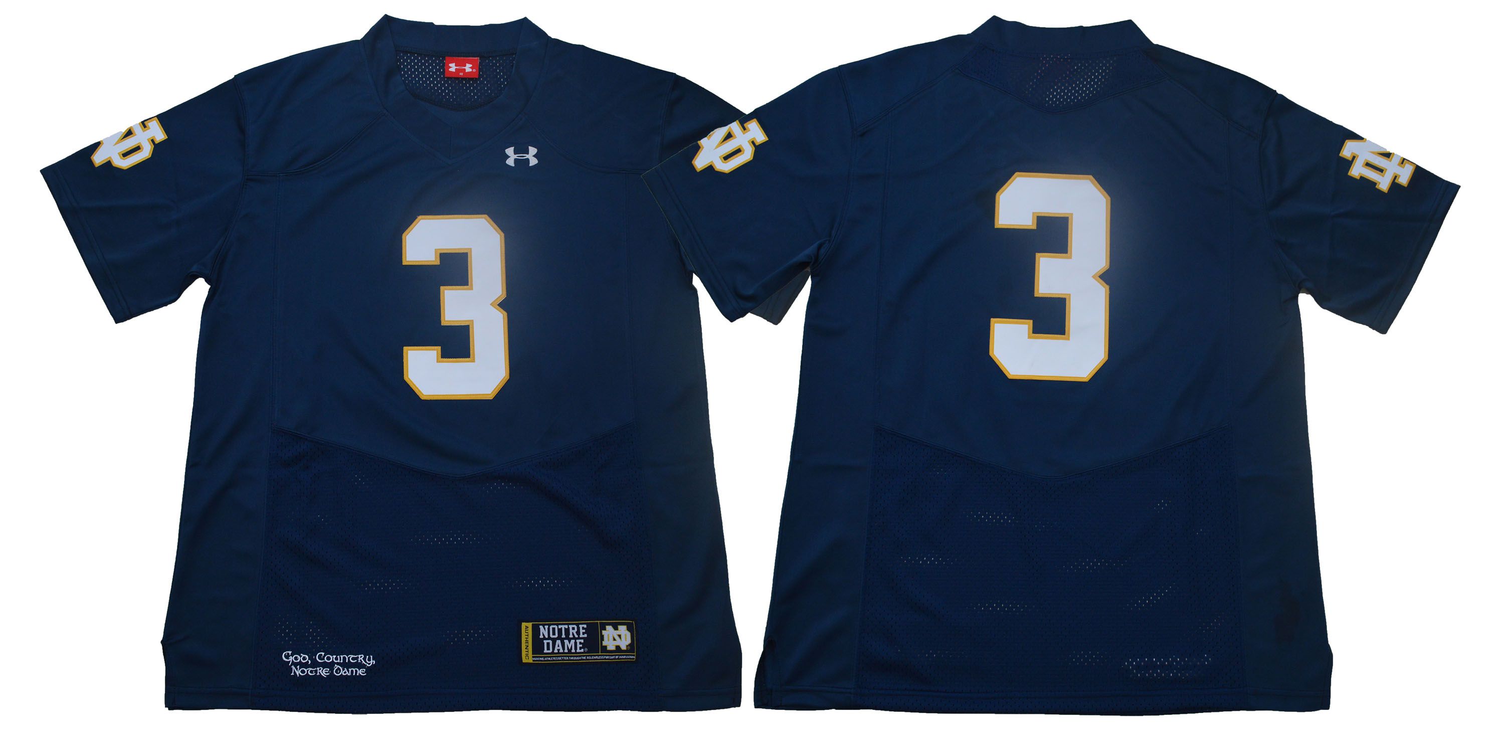 Men Norte Dame Fighting Irish #3 No name Dark Blue Stitched NCAA Jersey->ncaa teams->NCAA Jersey